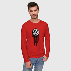 Лонгслив хлопковый мужской Volkswagen - art logo, цвет: красный — фото 2