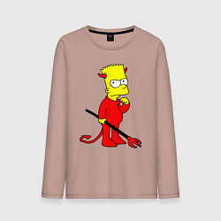 Лонгслив хлопковый мужской Bart Simpson - devil, цвет: пыльно-розовый