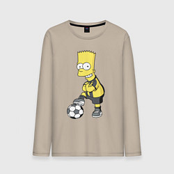 Лонгслив хлопковый мужской Барт Симпсон - крутой футбольный форвард, цвет: миндальный
