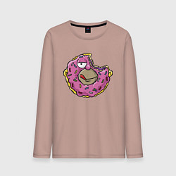 Лонгслив хлопковый мужской Гомер Симпсон - пончик, цвет: пыльно-розовый