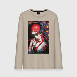 Лонгслив хлопковый мужской Макима в стиле Ван Гога - Человек бензопила, цвет: миндальный