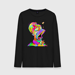 Лонгслив хлопковый мужской Гомер Симпсон - стилизация - color, цвет: черный