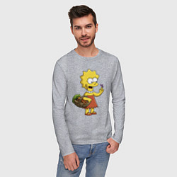 Лонгслив хлопковый мужской Lisa Simpson с гусеницей на даче, цвет: меланж — фото 2