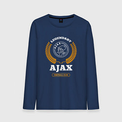 Лонгслив хлопковый мужской Лого Ajax и надпись legendary football club, цвет: тёмно-синий