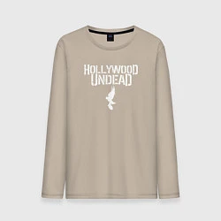 Лонгслив хлопковый мужской Hollywood Undead - logo, цвет: миндальный