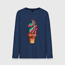 Лонгслив хлопковый мужской Мороженое осьминог, цвет: тёмно-синий