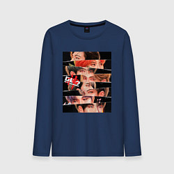 Лонгслив хлопковый мужской Stray Kids eyes, цвет: тёмно-синий