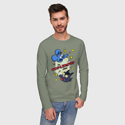 Лонгслив хлопковый мужской Симпсоны - шоу Щекотки и Царапки, цвет: авокадо — фото 2