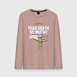 Лонгслив хлопковый мужской Why do humans fear death?, цвет: пыльно-розовый
