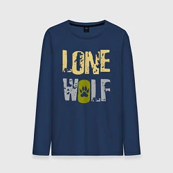 Лонгслив хлопковый мужской Lone Wolf - одинокий волк, цвет: тёмно-синий