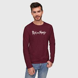 Лонгслив хлопковый мужской RaM logo white, цвет: меланж-бордовый — фото 2