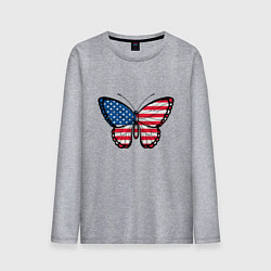 Лонгслив хлопковый мужской Бабочка - США, цвет: меланж