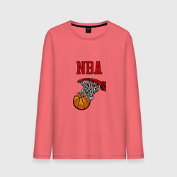 Лонгслив хлопковый мужской Basketball - NBA logo, цвет: коралловый