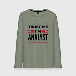 Лонгслив хлопковый мужской Trust me - Im analyst, цвет: авокадо