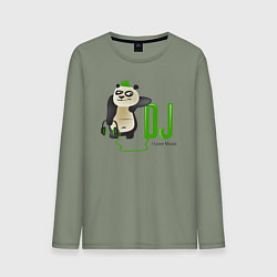 Лонгслив хлопковый мужской DJ панда я люблю музыку, цвет: авокадо