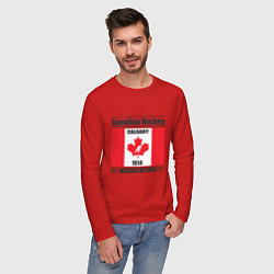 Лонгслив хлопковый мужской Федерация хоккея Канады, цвет: красный — фото 2