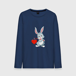 Лонгслив хлопковый мужской Влюблённый кролик, цвет: тёмно-синий
