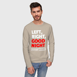 Лонгслив хлопковый мужской Left righte good night, цвет: миндальный — фото 2