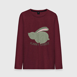Лонгслив хлопковый мужской Rabbit - Funny, цвет: меланж-бордовый