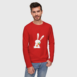 Лонгслив хлопковый мужской Морковные обнимашки, цвет: красный — фото 2