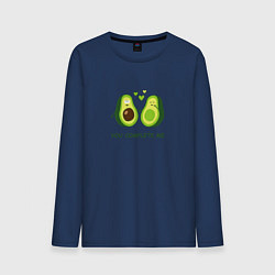 Лонгслив хлопковый мужской Влюбленные авокадо Милые авокадики, цвет: тёмно-синий