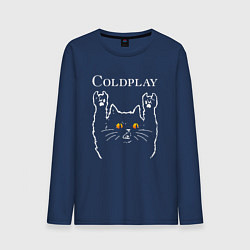 Лонгслив хлопковый мужской Coldplay rock cat, цвет: тёмно-синий