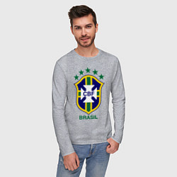 Лонгслив хлопковый мужской Brasil CBF, цвет: меланж — фото 2