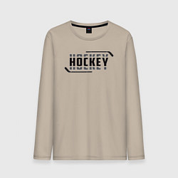 Лонгслив хлопковый мужской Hockey лого, цвет: миндальный