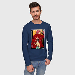Лонгслив хлопковый мужской Kumatetsu and Ren art, цвет: тёмно-синий — фото 2