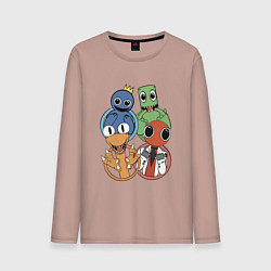 Лонгслив хлопковый мужской Радужные друзья, цвет: пыльно-розовый