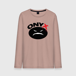 Лонгслив хлопковый мужской Onyx logo black, цвет: пыльно-розовый