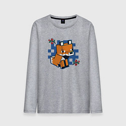 Лонгслив хлопковый мужской Лиса из Майнкрафта, цвет: меланж
