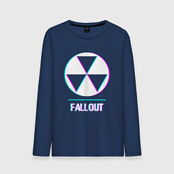 Лонгслив хлопковый мужской Fallout в стиле glitch и баги графики, цвет: тёмно-синий