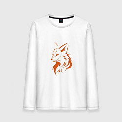 Лонгслив хлопковый мужской Голова лисы, цвет: белый