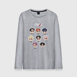 Лонгслив хлопковый мужской Stray Kids Chibi, цвет: меланж
