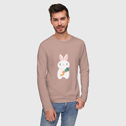 Лонгслив хлопковый мужской Carrot rabbit, цвет: пыльно-розовый — фото 2