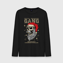 Лонгслив хлопковый мужской We are bearded gang - Merry Christmas!, цвет: черный
