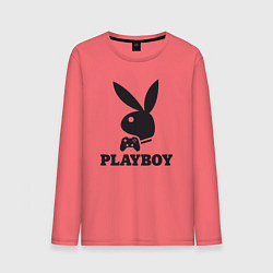 Лонгслив хлопковый мужской Playboy - Игровой джостик, цвет: коралловый