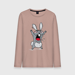 Лонгслив хлопковый мужской Злой заяц, цвет: пыльно-розовый