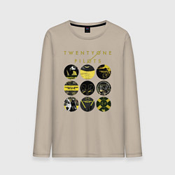 Лонгслив хлопковый мужской Twenty One Pilots коллаж, цвет: миндальный