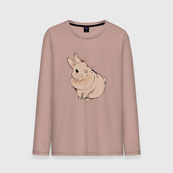 Лонгслив хлопковый мужской Милый кролик гуашью, цвет: пыльно-розовый