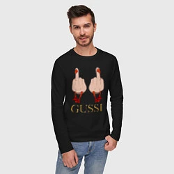 Лонгслив хлопковый мужской Два весёлых гуся - GUSSI - Fashion 2055, цвет: черный — фото 2