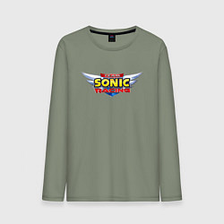 Лонгслив хлопковый мужской Team Sonic racing - logo, цвет: авокадо