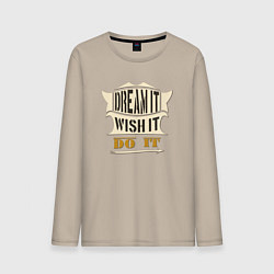 Лонгслив хлопковый мужской Dream it, Wish it, Do it, цвет: миндальный