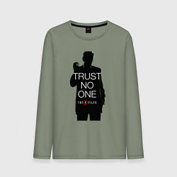 Лонгслив хлопковый мужской X files - курильщик, цвет: авокадо