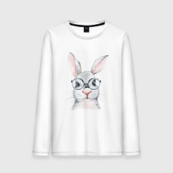 Лонгслив хлопковый мужской Серый кролик, цвет: белый