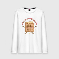 Лонгслив хлопковый мужской Kawaii не будь тупой вафлей, цвет: белый