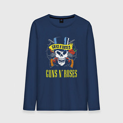 Лонгслив хлопковый мужской Guns n roses Skull, цвет: тёмно-синий