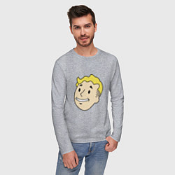 Лонгслив хлопковый мужской Vault boy head, цвет: меланж — фото 2