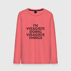 Лонгслив хлопковый мужской Im visagiste doing visagiste things vintage, цвет: коралловый